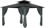 Gazebo Universal Replacement Privacy Curtain, 10'X12' Gazebo Outdoor Waterproof, 4-Panels Sidewall Curtains with Zipper for Patio, Garden and Backyard (Only Curtains, 10'x12', Grey)