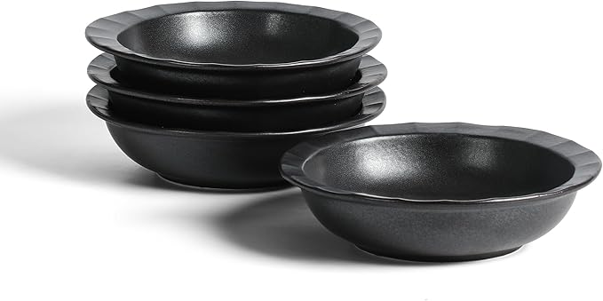 Stone Lain Oasis 4-Piece Pasta Bowl Set Stoneware, Black