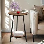 Side Table - Rustic End Couch Tables - Waterproof Metal Frame, Scratch-Resistant - Vintage Wood Color Tables for Sofa Living Room Bedroom Bedside Coffee Small Spaces
