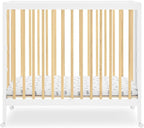 Delta Children Mia Portable Folding Mini Crib with 1.5-Inch Mattress - Greenguard Gold Certified, Bianca White/Natural