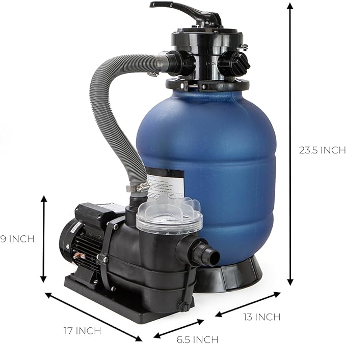 XtremepowerUS 13" Sand Filter 3/4HP Pool Pump 2,400 GPH for Above Ground Swimming Pool Set Multi-Port Valve Up To 10,000 Gallons, 1-1/4"NPT