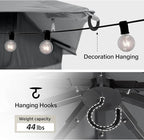 LAUSAINT HOME Outdoor Patio Gazebo 10'x13' with Expansion Bolts, Heavy Duty Party Tent & Shelter with Double Roofs, Mosquito Nettings and Privacy Screens for Backyard, Garden, Lawn, Smoke Grey