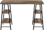 Monarch Specialties 7525 Computer Desk, Home Office, Laptop, Storage Shelves, 48" L, Work, Metal, Laminate, Black, Contemporary, Modern Desk-48, 47.25" L x 23.75" W x 30" H, Brown Reclaimed Wood-Look