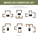 Patio Furniture Set 4 Pieces Conversation Sets Outdoor Wicker Rattan Chairs Garden Backyard Balcony Porch Poolside Loveseat with Soft Cushion and Tempered Glass Table(Brown/Beige)