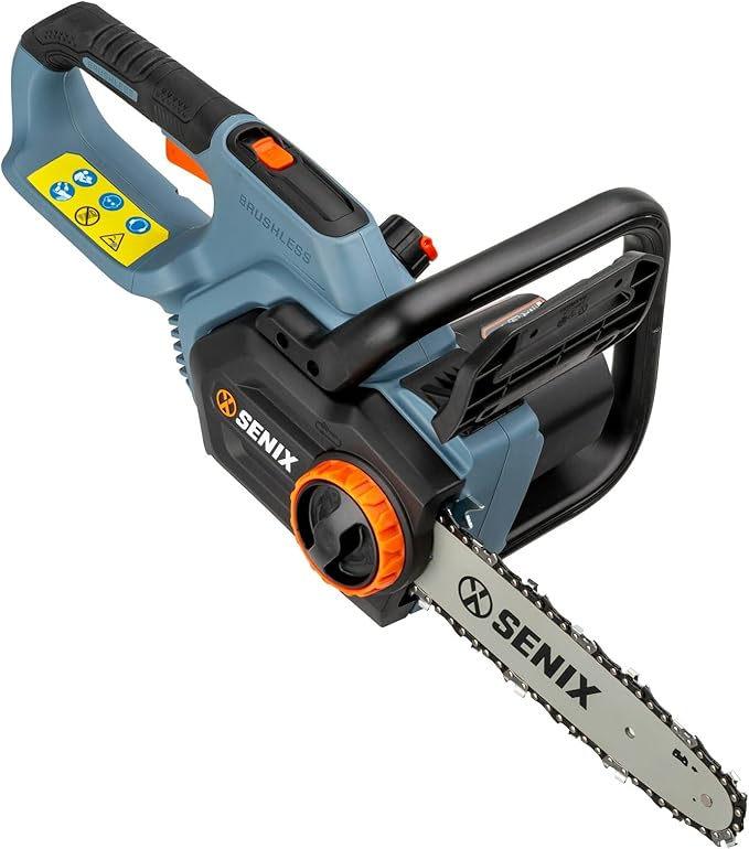 SENIX 20V 10" Electric Chainsaw, Cordless Battery Powered Chainsaw, Brushless Chain Saw, Garden Tool for Trees, Pruning, Branch Cutting, Yard, Gift for Men Dad Husband Fathers, Tool Only, CSX2-M-0