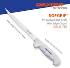 Dexter Outdoors SOFGRIP 7" Flexible Fillet Knife with Edge Guard | Corrosion-resistant high-carbon American stainless blade with soft slip-resistant grip. Edge guard included, made in USA.