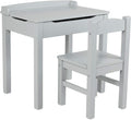 Melissa & Doug Wooden Lift-Top Desk & Chair - Gray , Grey - Toddler And Kids , For Ages 3+ With Self-Containted Storage And Chair Set