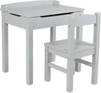 Melissa & Doug Wooden Lift-Top Desk & Chair - Gray , Grey - Toddler And Kids , For Ages 3+ With Self-Containted Storage And Chair Set