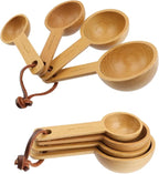 10ml, 20ml, 30ml, 45ml Wood Measuring Spoons and Scoops Set Wooden Tablespoon Scoop Retro Coffee Spoons for Dry Ingredients Ground Tea Spice (Wood Color, 2/3 Tbsp + 4 Tsp + 2 Tbsp + 3 Tbsp)