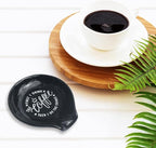 Littlefa Black Coffee Spoon Rest Holder-Coffee Bar Accessories | Funny Ceramic Coffee Spoon Rest for Coffee Bar Accessories Essentials, Coffee Lovers Gifts, But First I Drink Sign