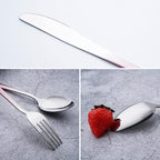 Travel Utensils Set with Case Reusable Portable Cutlery Set Stainless Steel 8pcs Including Dinner Knife Fork Spoon Chopsticks straws(Gradient Pink)