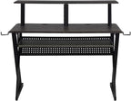 Acme Furniture Rectangular Music Desk Table with Earphone Rack, Black