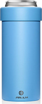 12 oz. Slim Can Cooler Insulated (Sky Blue) | Stainless Steel 12oz. Skinny Drink Holder for Soda, Hard Seltzer, Beer and Energy Drinks