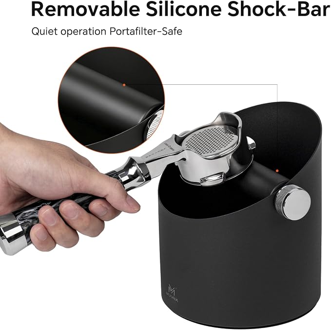 Espresso Knock Box Large Capacity - 15 Pucks Coffee Knock Box with Barista Towels, Removable Knock Bar & Non-Slip Base, Anti-Splash Steel Coffee Puck Bin for Home, Espresso Accessories, Black