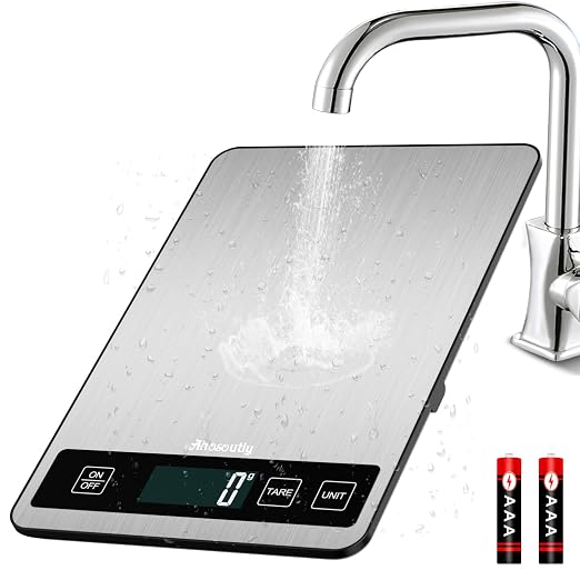 Food Scale, 22lb/10kg Digital Kitchen Scale Weight Grams and Ounces with 0.1oz/1g Precision, 6 Units and Tare Key Design, LCD Display & Stainless Steel Panel for Baking, Cooking, Postage