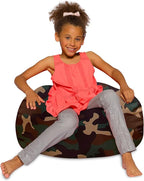 Posh Creations Bean Bag Chair for Kids, Teens, and Adults Includes Removable and Machine Washable Cover, Soft Nylon - Camo Green, 27in - Medium
