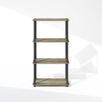 Furinno Turn-N-Tube 4-Tier Multipurpose Shelf Display Rack, Shelving Unit, Bookcase, French Oak/Black