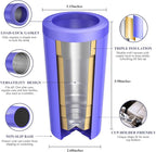 Pealeap 4-in-1 Insulated Slim Can Cooler for All 12oz Cans & Beer Bottles | Double-walled Stainless Steel Vacuum Can Cozy | Keep 8Hrs Cold | Universal Fits 12oz Drinks | No Sweat | Cup Holder Friendly