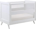 BreathableBaby Breathable Mesh 3-in-1 Convertible Crib (Toddler Bed Kit Sold Separately) — White — Two Adjustable Mattress Heights — Greenguard Gold Certified