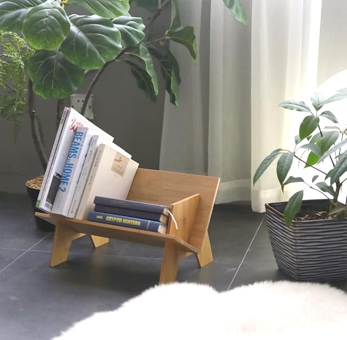 Wood Bookcase, Tilted Bookcase,Desktop Bookshelf Simple Tabletop Tilted Bookcases for Books Magazine CD,Desk Organizers and Storage Rack in Living Room/Office/Home.