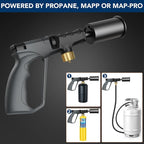 Sondiko Powerful Propane Torch Gun, Adjustable Flamethrower, Gray & Black | Cooking Torch for Sous Vide, Charcoal Starter, Grilling, Outdoor BBQ Party and Camping, Gas Welding Kits, Tank Not Included