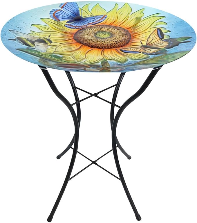 Briarwood Lane Sunflower Dance Glass Birdbath