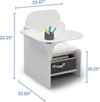 Delta Children MySize Chair Desk With Storage Bin, Bianca White