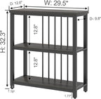 FOLUBAN 3 Tier Book Shelf, Modern Short Bookshelf for Small Space, Industrial Wood and Metal Bookcase for Bedroom, Living Room, Office (Dark Gray Oak)