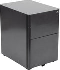 Flash Furniture Warner Modern 3-Drawer Mobile Locking Filing Cabinet with Anti-Tilt Mechanism and Hanging Drawer for Legal & Letter Files, Black