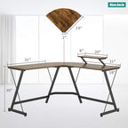 FDW Computer Desk, 51 Inchs L Shaped Desk with Large Monitor Stand Home Office Gaming Corner Desk Writing Study Workstation,Space-Saving