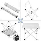 Grope Small Folding Camping Table, Aluminum Beach Table for Sand (Silver-S) | Portable & Easy to Carry, With Carry Bag for Camping, Prefect for Outdoor, Picnic, BBQ, Cooking, Festival, Beach, Home Use