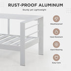 Wisteria Lane Aluminum Patio Furniture Set, 4 Piece Metal Outdoor Furniture Set with CSA Certified 54in Propane Gas Fire Pit Table, Patio Conversation Set with 5in Olefin Cover Cushions (White)