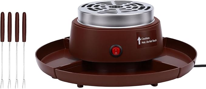 AUNMAS 2 in 1 Electric Smores Maker Kit Indoor Tabletop Roaster with 4 Forks & Detachable Trays for Family Gatherings Game Nights (US Plug)