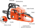 COOCHEER 62CC Gas Chainsaw 20 Inch, 3.5 HP 2-Stroke Chainsaw Gas Powered with Carrying Bag & Tool Kit, Chainsaws for Wood Cutting, Tree Trimming, Farm Use (Orange-Red)