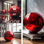 10 Inch Stainless Steel Gazing Globe,v2croft Hollow Ball Mirrored Surface Polished Shiny Sphere,Garden Stainless Steel Gazing Ball for Outdoor Lawn Pond Yard Ornament(red)