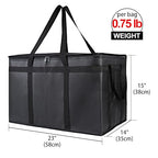 Bodaon Insulated Food Delivery Bag with Hard Bottom, XXXL, Black, 2 Pack | Heavy Duty Thermal Catering Tote for Hot Pizza, Cold Drinks & Meal Boxes for Delivery Staff, Restaurants, and Outdoor Events