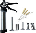 9 Inch Stainless Steel Jerky Gun, Meat Injector, To Make Jerky Meat Squeeze Gun Beef Gun Patties Gun, Jerky Gun Kit With 5 pcs Stainless Steel Nozzles Kits