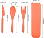 Reusable Travel Utensils Set with Case, 4 Sets Plastic Portable Knife Fork Spoons Tableware for Kids Adults Travel Picnic Camping Utensils