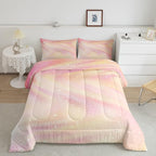 Glitter Galaxy Bedding Comforter Sets for Kids Teenagers, Pastel Galaxy Space Bedding Rainbow Tie Dye Comforter Set for Boys Girls, Starry Sky Gradient Down Comforter with 2 Pillowcases, Queen