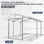 Large Metal Shed 10x16 FT with Floor Fame Kit, with Customizable Skylight and Reinforced Steel Frame, Heavy-Duty Galvanized Steel Big Garden Sheds with Base, Lockable Doors,4 Pane Windows,