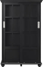 Ameriwood Home Aaron Lane Bookcase with Sliding Glass Doors, Black