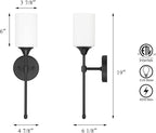 XiNBEi Lighting Wall Sconce, Bathroom Vanity Light with Glass, Wall Fixture Matte Black Finish for Bathroom XB-W1216-MBK