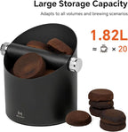 Knock Box Espresso Accessories - 15 Espresso Pucks Steel Espresso Machine Tools for Coffee Ground with Removable Knock Bar, Non-Slip Base, Anti-Splash Coffee Puck Bin for Barista, Black