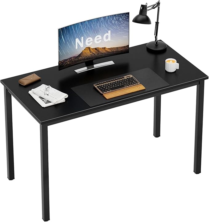 Need Small Computer Desk Writing Desk 39 3/8'' L Study Desk for Small Space Gaming Desk Sturdy and Heavy Duty Home Office Desk for Dormitory/Meeting Room AC3CB(100 * 60) Beside Table,Black/Black