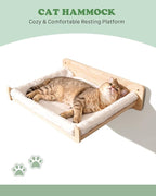 6 in 1 Solid Wood Cat Wall Shelves for Play & Rest, up to 33 lbs | Space-Saving, Cat Wall Furniture Set with Cat Bridge, Wall Condo, Hammock, Steps, Climbing Post & Scratching Pad
