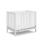 Graco Teddi 4-in-1 Convertible Mini Crib with Bonus Water-Resistant Mattress (White) – GREENGUARD Gold Certified, 2.75-Inch Mattress Included, Convenient Size, Easy 30-Minute Assembly
