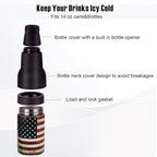 Stepstall 14 oz. Beer Bottle and Can Cooler with Beer Opener,3 in 1 Slim Can Beer Bottle Insulators Holder, Stainless Steel Double Walled Insulated Can Cooler for Beer,Soda, Flag