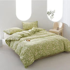 Green Botanical Comforter Set Twin Sage Green Floral Comforter Cotton Women Girls Matcha Green Floral Plant Quilts Garden Bohemian Sage Green Blanket Rustic Leaf Blossom Twin Bed Comforter