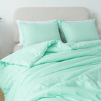 Full Size Sage Green Comforter Set, Solid Lightweight Down Alternative Soft Boho Bedding Comforter Set, Fluffy Microfiber Skin-Friendly Comforter for All Seasons with Pillowcases