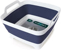 FOSJGO Collapsible Dish Basin with Drain Plug, Foldable Sink, 2.4 Gal (9L) | Space-Saving Wash Basin for Kitchen, Baby Bottles, Vegetable Washing, Camping, RV and Party Beverage Tubs
